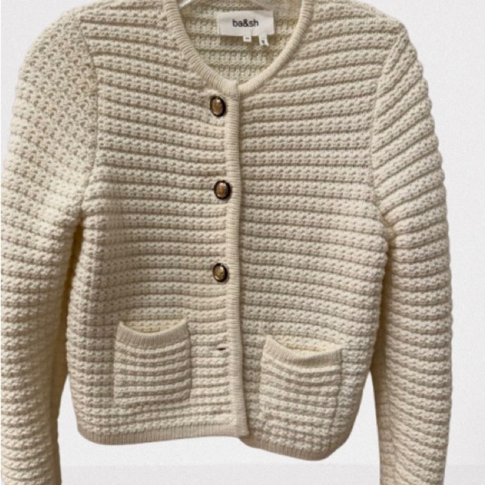 ba&sh Cream Chunky Knit Cardigan Sweater Gaspard